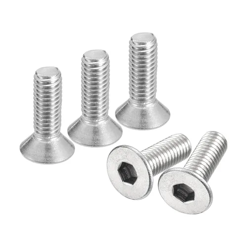 Vista 20 de uxcell tornillos de cabeza avellanada plana #8-32x1/2, 25 piezas de tornillos de cabeza plana con llave hexagonal de acero inoxidable 304, rosca