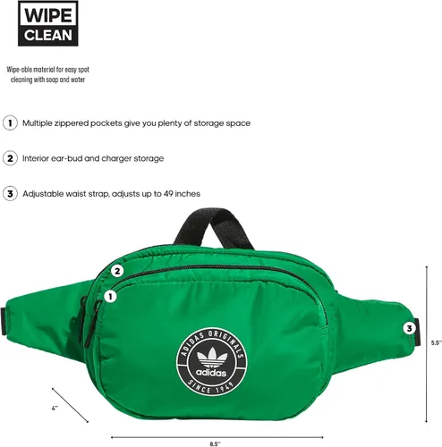Vista 2 de adidas - Riñonera deportiva unisex para adultos, bolsa de viaje y festival, VerdeNegro, Riñonera deportiva bolsa de viaje y festival