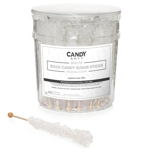Vista 9 de White Rock Candy - Palitos de azúcar con sabor a azúcar original, 12 recuerdos de fiesta de dulces blancos envueltos individualmente