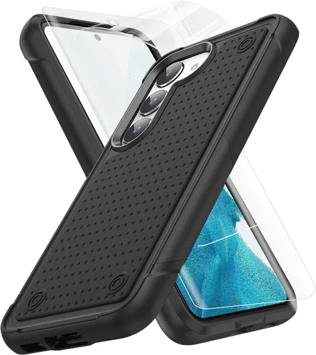 Vista 95 de Jeylly Funda para Samsung Galaxy S10 Plus S10+, ajuste delgado, doble capa, resistente, absorción de golpes, TPU con carcasa trasera de Negro