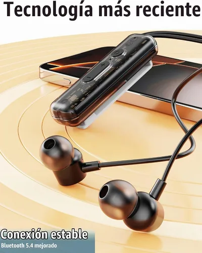 Vista 3 de ZXQ Auriculares Bluetooth con banda para el cuello con clip de solapa con micrófono, clip magnético intrauditivo inalámbrico para deportes