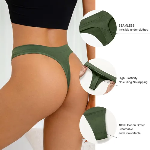 Vista 4 de SHARICCA Tanga sin costuras para mujer, sexy, transpirable, no se ve, ropa interior para mujer, paquete múltiple