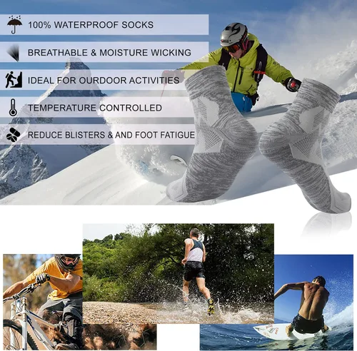 Vista 5 de RANDY SUN - Calcetines 100% impermeables, unisex, para practicar senderismo, caminar, correr, esquiar, etc
