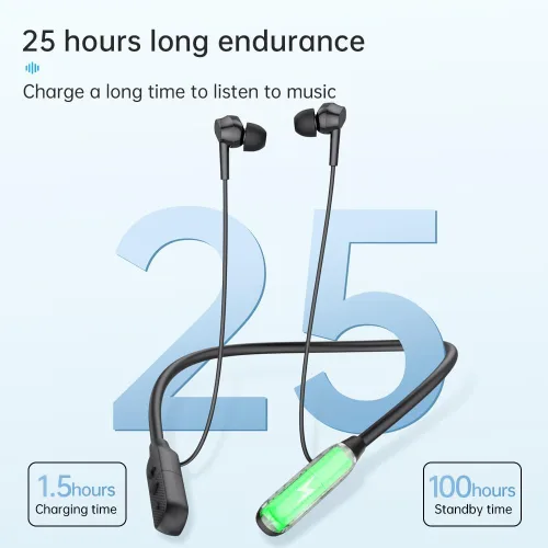 Vista 12 de LANDIBO Auriculares deportivos Bluetooth, 25 horas de tiempo de reproducción, auriculares inalámbricos 6.0 con micrófono, cancelación de ruido