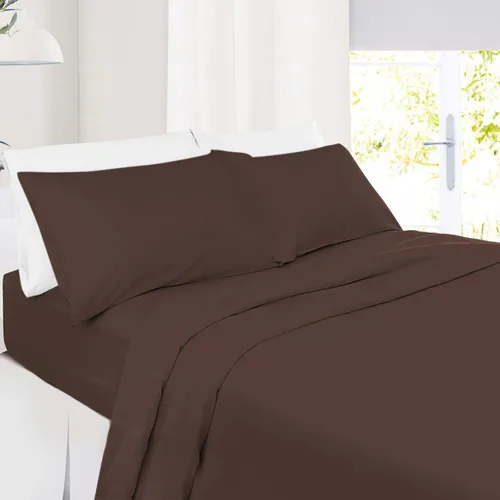 Vista 8 de Juego de sábanas 100% algodón de 800 hilos suaves de 4 piezas, sábanas transpirables para cama de tamaño Queen, se adapta a colchones de hasta 24