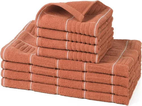 Vista 12 de Juego de toallas y paños de cocina Glynniss, juego de toallas y paños de cocina absorbentes para lavar platos, limpieza y secado, paquete de 8 Negro