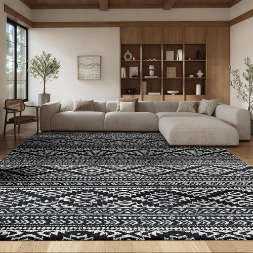 Vista 36 de SAFAVIEH Tapete decorativo de la colección Tulum de 2 x 3 pies, color negro y marfil, diseño tribal bohemio marroquí, no desprende pelo y es