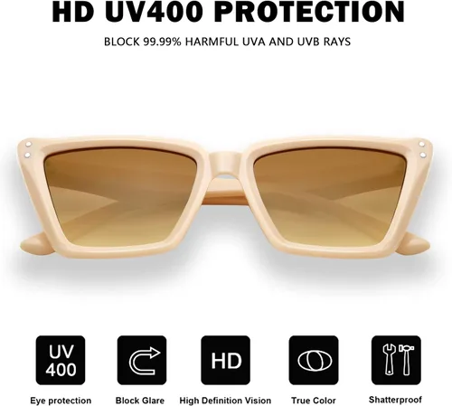 Vista 7 de Gafas de sol cuadradas retro de ojo de gato para mujer, grandes, modernas, retro, marco rectangular grueso clásico