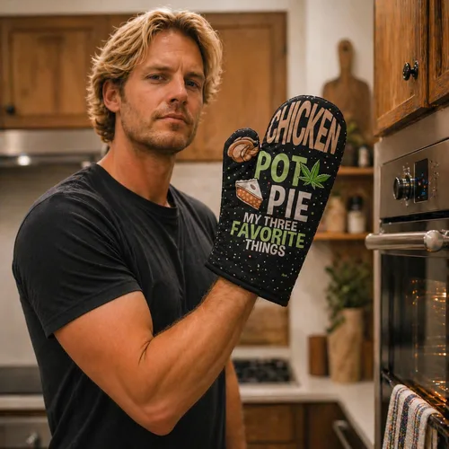 Vista 3 de Chicken Pot Pie My Three Favorite Things Delantal divertido 420 Hornear Kitchen Smock