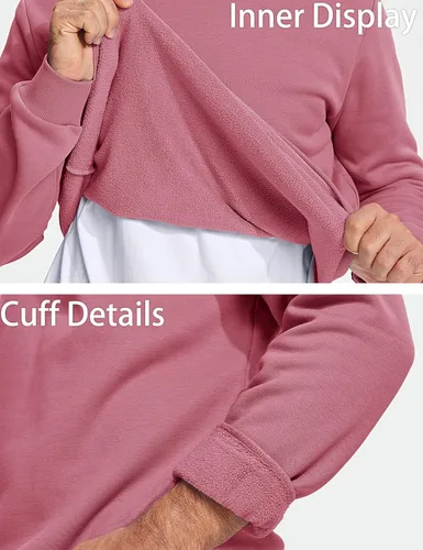 Vista 39 de MAGCOMSEN Sudadera de cuello redondo para hombre de manga larga casual cálida de forro polar