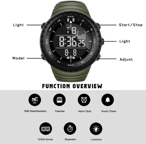 Vista 4 de PALADA Men's Digital Sports Watch Waterproof Tactical Watch with LED Backlight Watches for Men