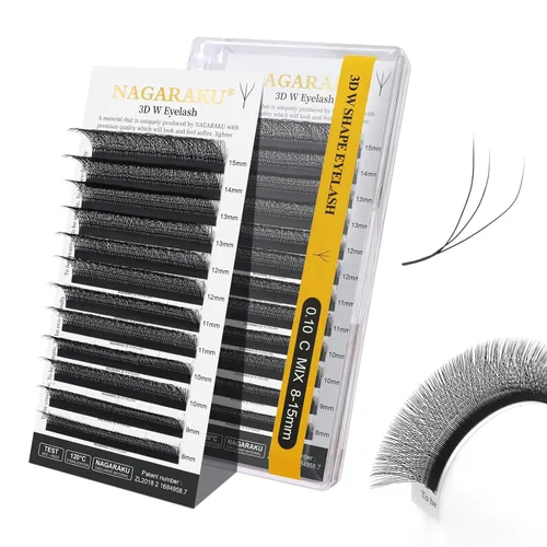 Vista 239 de NAGARAKU Extensiones de pestañas prefabricadas en abanico 3D W 0.05 C 0.315 0.05-C 3D W