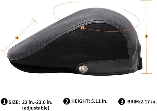Vista 4 de Gorra de cuero para hombre con orejeras plana Ivy Cap Cabbie Sombreros