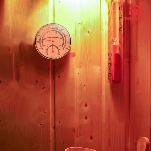 Vista 9 de Marsrut Termómetros de sauna Fahrenheit e higrómetro, medidor de medición de temperatura, higrotermógrafo de esfera interior, accesorios