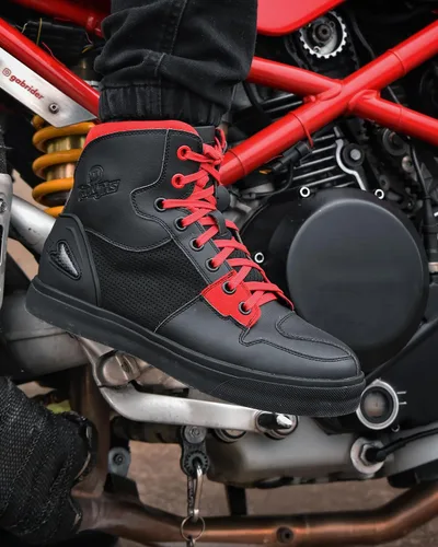 Vista 3 de Grapelet Zapatos de motocicleta para hombre, antideslizantes, botas protectoras de motocross con cremallera lateral, soporte de tobillo