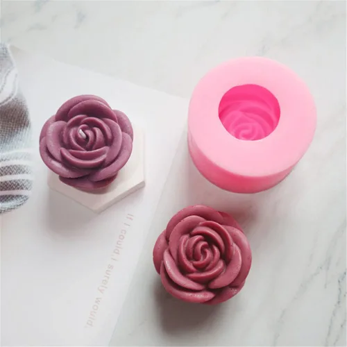 Vista 10 de Molde de jabón de rosas para bricolaje, moldes de silicona con forma de corazón y flor para velas de jabón, cera perfumada, mousse, pastel