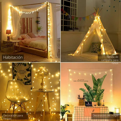 Vista 6 de Yummuely Cadena de luces de estrellas 10 pies 20 luces LED, luces de hadas con pilas, impermeables, luces de Navidad centelleantes
