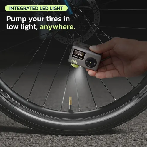 Vista 7 de Ventus Race Mini bomba de bicicleta, inflado rápido de 25 segundos, bomba de bicicleta con medidor - 120 PSI, bomba de neumáticos de bicicleta