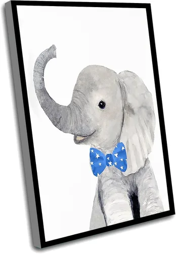 Vista 12 de Decoración de baño para niños, decoración de baño para niños, pajarita azul, cervatillo de ciervo, pintura de ciervos, impresiones de animales