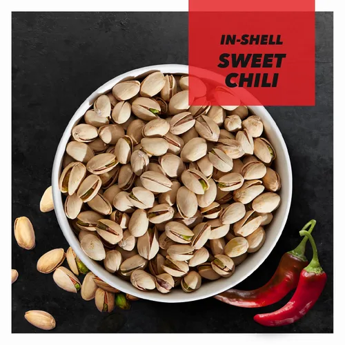 Vista 4 de Wonderful Pistachios In Shell, frutos secos con sabor a chile dulce, bolsa de 4.5 onzas (paquete de 8), aperitivos de proteínas, aperitivos