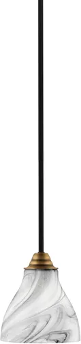 Vista 197 de Toltec Lighting Paramount - Mini colgante de 1 luz en acabado negro mate con cristal de arte perla de 7 pulgadas y estilo negro