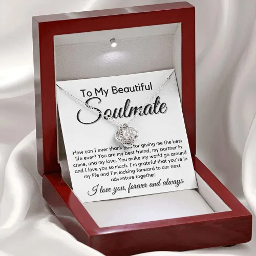 Vista 6 de to My Soulmate Love Knot Necklace - My Lovely Wife, Gifts for Girlfriend, Romantic Gifts for Her from Husband to Wife, Valentine's Day, for Wife BF1