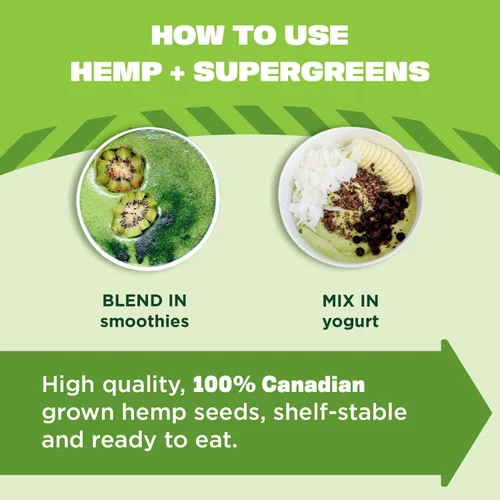 Vista 3 de Manitoba Harvest Polvo orgánico de cáñamo y superverdes, 7.5 onzas, polvo de superalimento verde con 0.23 oz de proteína, 0.11 oz de fibra por