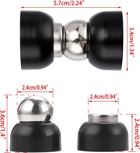 Vista 3 de Sumnacon 2 potentes topes magnéticos para puerta, de acero inoxidable con tornillos, topes de puerta de magnetismo resistentes para dormitorio Negro