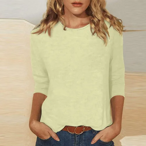 Vista 2 de Womens Long Sleeve Tops Fashion Daily Versatile Casual O-Neck 34 Sleeve Printed Top