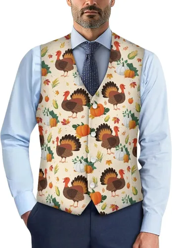 Vista 20 de TODIYADDU Single Breasted Sleeveless Vest for Men Tuxedo Vest Mushroom
