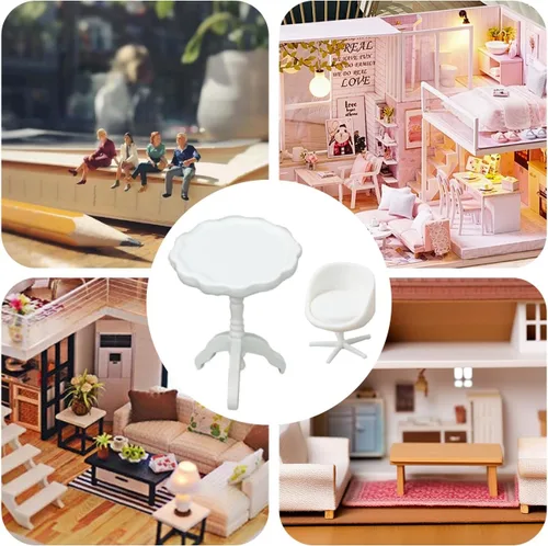 Vista 5 de Juego de sillones de estilo europeo clásico en miniatura a escala 1:25 para decoración de mini casa