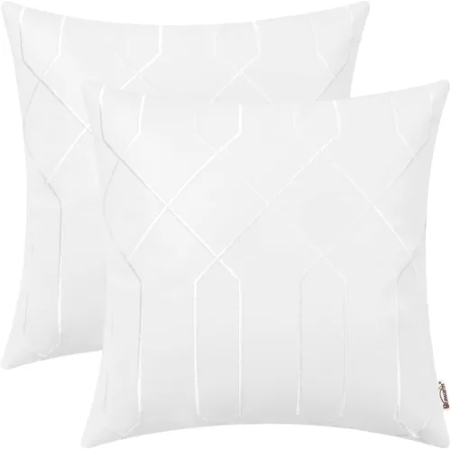 Vista 17 de BRAWARM Fundas de almohada de cuero 16 X 16 pulgadas, paquete de 2 fundas de almohada de cuero sintético negro, fundas de almohada decorativas