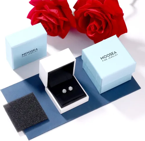 Vista 7 de MOOSEA Christmas Jewelry Gifts - Martini Moissanite Earrings for Women Men, 0.2-4 ct Round D Color VVS1 Clarity Lab Created Earring 925 Sterling