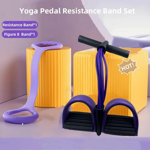 Vista 2 de Bandas de resistencia para ejercicio, 6 tubos elásticos de yoga para tirador de pedal de yoga, cuerda de tensión de látex natural, equipo de M
