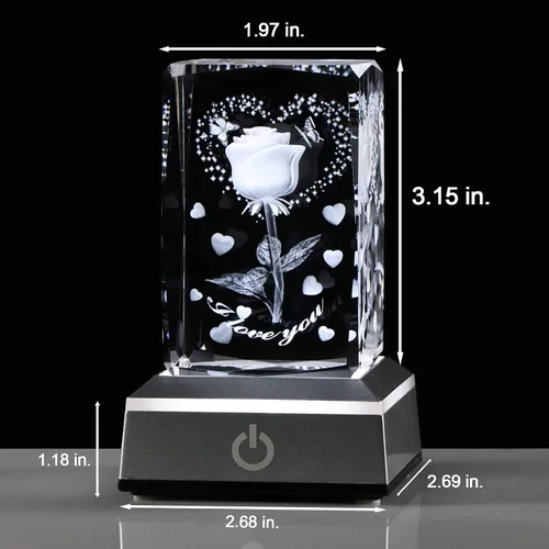 Vista 4 de YWHL Cristal romántico grabado en 3D con texto en inglés "I Love You", regalos para su novia, esposa, en aniversario, día de la madre, regalos