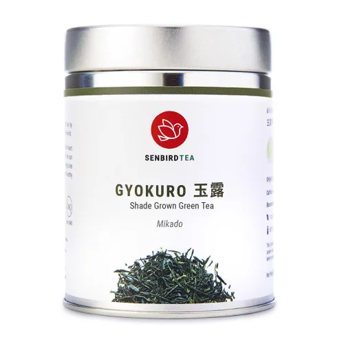 Vista 7 de Senbird Gyokuro Premium - Té verde japonés cultivado en sombra - de Kioto Japón - Té verde imperial de hojas sueltas en lata de té hermético