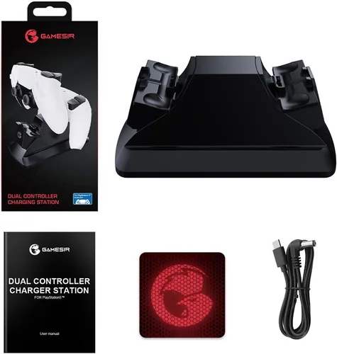 Vista 6 de GameSir Estación de carga de doble controlador con indicador LED Cable de carga rápida para controlador de juegos PS5