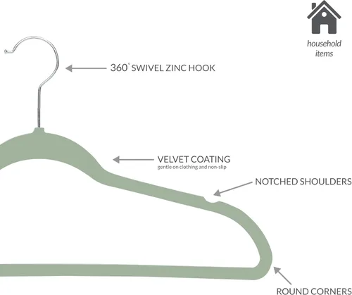 Vista 5 de Simplify - Perchas de terciopelo delgadas para ropa Juego de 100 Antideslizantes Camisas Trajes Pantalones Vestidos Prendas