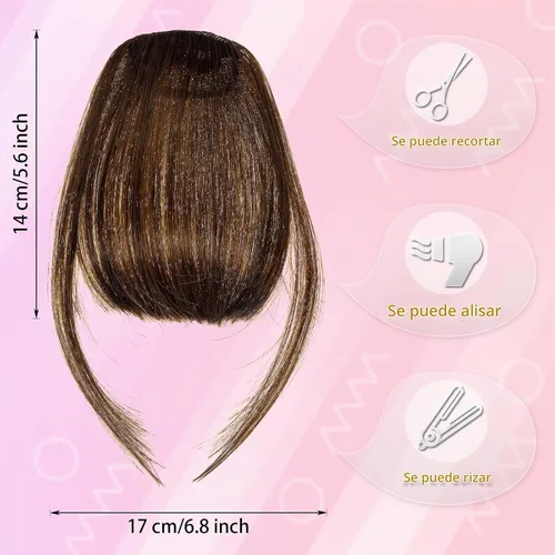 Vista 6 de 2 extensiones de cabello con clip, extensiones de cabello francés con flecos, extensiones de cabello de una pieza con clip en la parte delantera