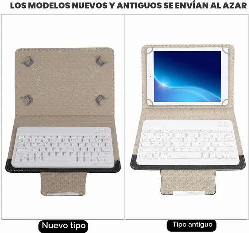 Vista 9 de Teclado Bluetooth con funda de poliuretano para Android iOS Smartphone, soporte para tableta de 9.7-10.1 pulgadas, cubierta universal de teclado