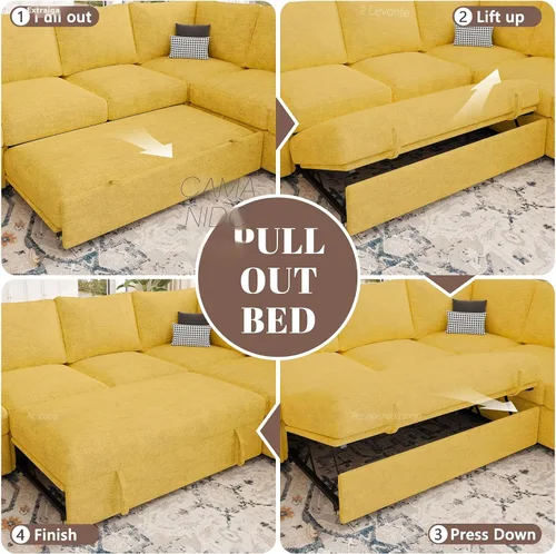 Vista 25 de Sofá modular modular de 85 pulgadas con cama extraíble, sofá cama, gris Gris-oscuro