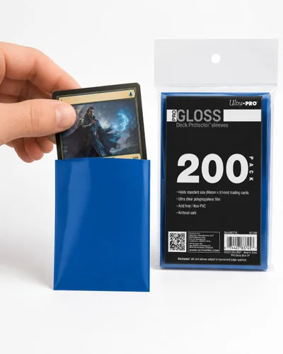 Vista 3 de Ultra PRO - Protector de cubierta de fundas de tarjetas estándar azul PRO-Gloss de 200 unidades, protege y almacena tarjetas coleccionables