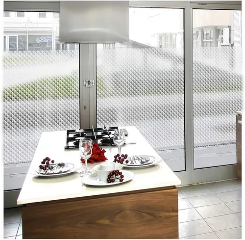 Vista 4 de BDF 4WHTRI - Lámina decorativa para ventana, triángulo blanco, 36 pulgadas x 7 pies