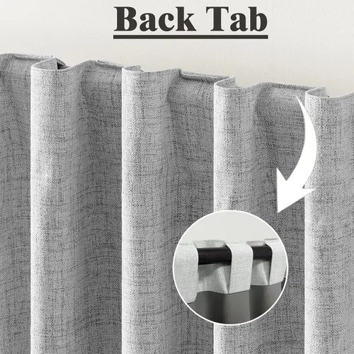 Vista 2 de Miss Seltex - Cortinas de lino 100% opacas para dormitorio, con aislamiento térmico, con textura de lino, con pestaña trasera, cortinas opacas