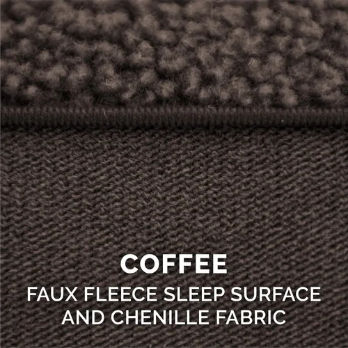Vista 7 de Furhaven Cama para perro, de espuma viscoelástica, estilo sofá, Sherpa y chenilla, café, M