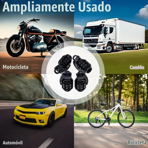 Vista 4 de 4 tapas de válvula de neumático de granada cromada, tapas de válvula de neumático de acero inoxidable para automóviles, camiones, SUV, motocicletas