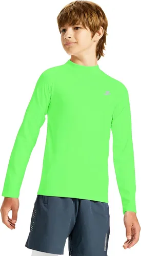 Vista 19 de DEVOROPA Youth Boys Compression Thermal Shirt Long Sleeve Kids Fleece Baselayer Soccer Baseball Undershirt Slim/Regular/Husky Cuello redondo-negro