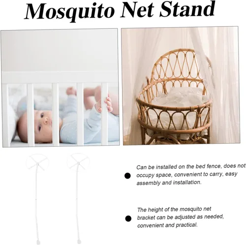 Vista 8 de 1 juego de soporte de red para bebé, accesorios para bebé, toldo para cuna, soporte para tienda de campaña para cama, red de barra, toldo de cama