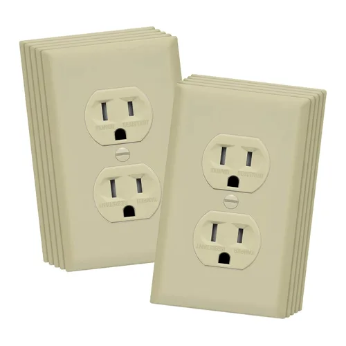 Vista 31 de ENERLITES Receptáculo dúplex, tomas de pared eléctricas resistentes a manipulaciones, grado comercial, 15A 125V, autoconectado, 2 polos, 3 cables