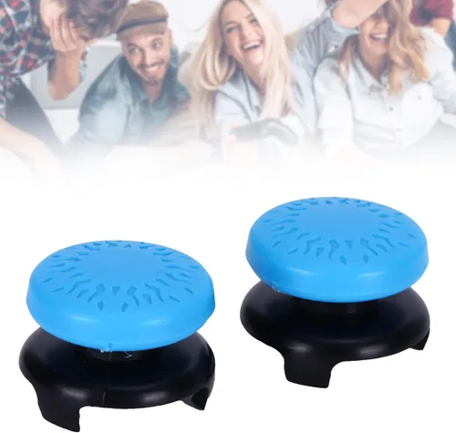 Vista 4 de ASHATA 2Pcs Thumbstick Extender for 3D Texture Thumb Grip Stick Joystick Thumbstick for 5 Controller (Blue)